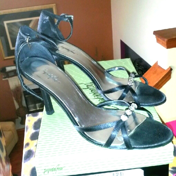 Jacqueline Ferrar Black Ankle Strap Sandals 8M - Picture 3 of 4